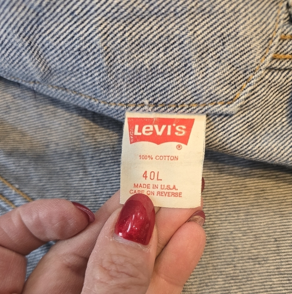Levi's Made In USA Vintage Button Front Trucker Blue Jean Jacket 40L - Picture 6 of 7